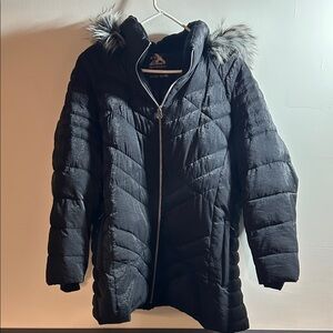 ZeroXposur Black Quilted Puffer Coat with Faux‎ Fur Trim